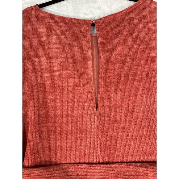 Selfie Leslie Diva Velvet Yarn Knit Sweater Dress Puff Sleeve Rust Womens Size L - Picture 15 of 15